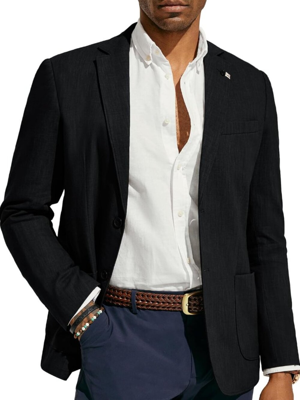 Mens Casual Blazer Lightweight Linen Unlined Sport Coat